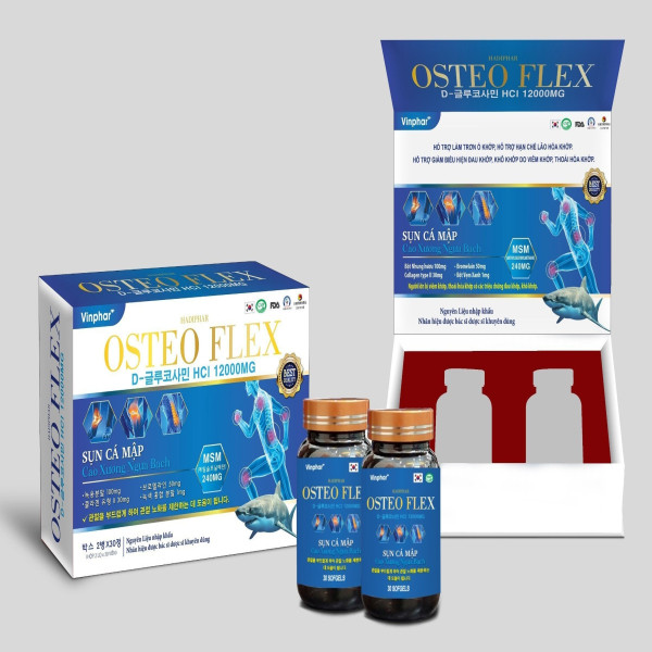 Osteo Flex Sụn Cá Mập _Gỗ Xanh, Vinphar (H2 Lọ X 30V) K40