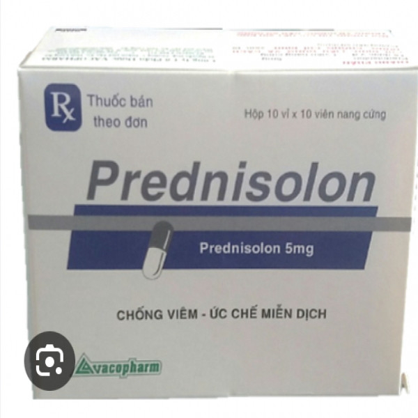 Prednisolon 5Mg Nang _Vacophar Long An (Hộp10Vỉ X10V)