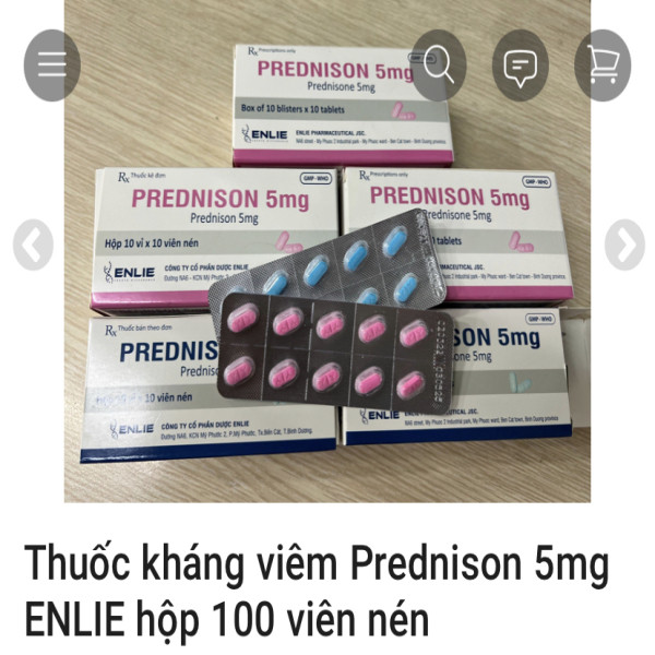 Prednisolon 5Mg Nén Enline _Bình Dương (Hộp10 Vỉ X 10V)