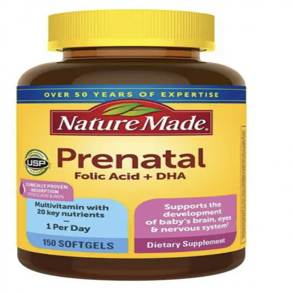 Bổ Bầu Prenatal Folic Acid +Dha _Mỹ (Lọ150 Viên)