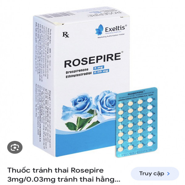 Rosepire Tránh Thai 2 Màu Xanh, Hồng (Hộp28 Viên)