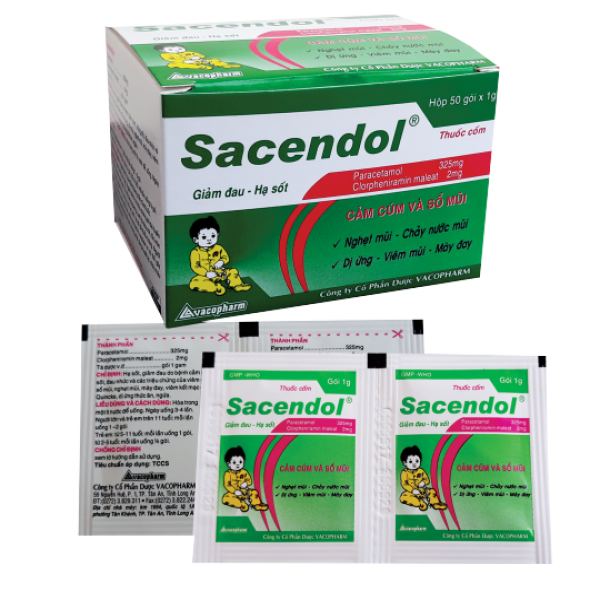 Sacendol 325Mg (Paracetamol + Clo) _Vacopharm (H50 Gói)