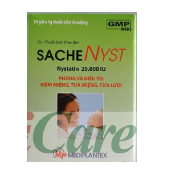Sache Nyst Nystatin 25.000 Iu Mediplantex (Hộp10Gói1Gr)