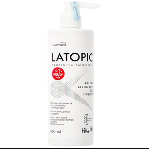 Gel Tắm Gội Latopic Aktywny Zel Do Mycia Ciala I Wlosow Từ 1 Ngày Tuổi (400Ml)