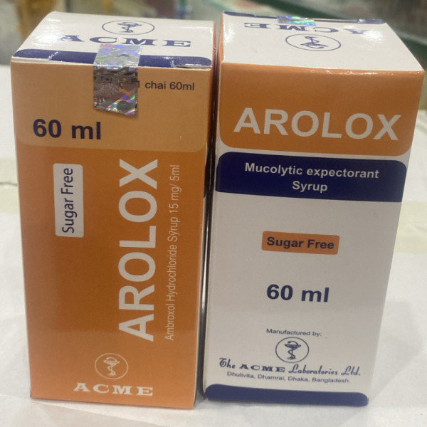 Siro Arolox (Ambroxol 15Mg5Ml) _Banglades (Lọ60Ml) K Đường