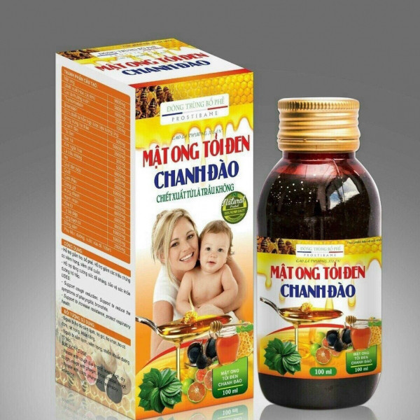 Siro Mật Ong Tỏi Đen Chanh Đào _ Mẹ Bé (L100Ml) K100