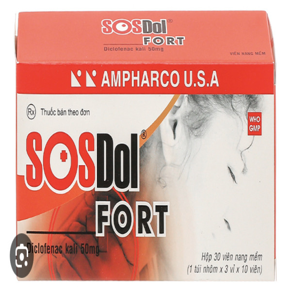 Sos Dol Fort (Diclofenac 50Mg) _Ampharco Usa (H3Vỉ X 10V)