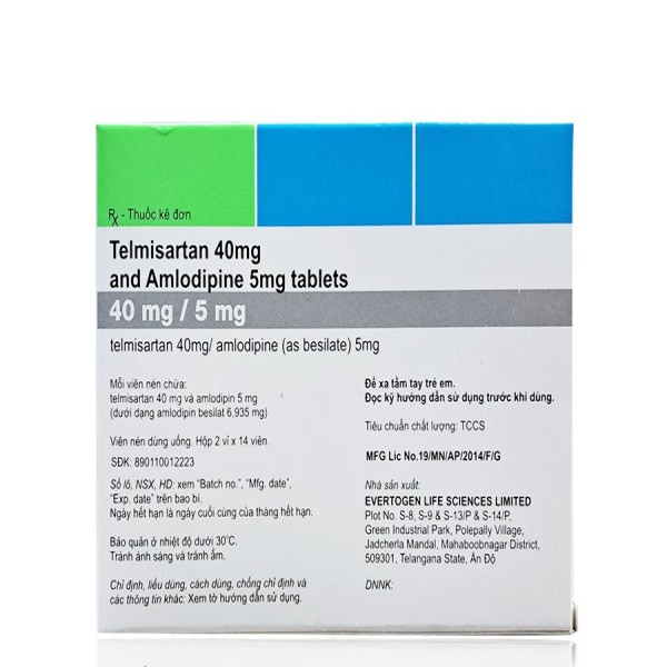 Telmisartan 40Mg Amlodipine 5Mg 40Mg5Mg _Ấn (H2 Vỉ X 14V)