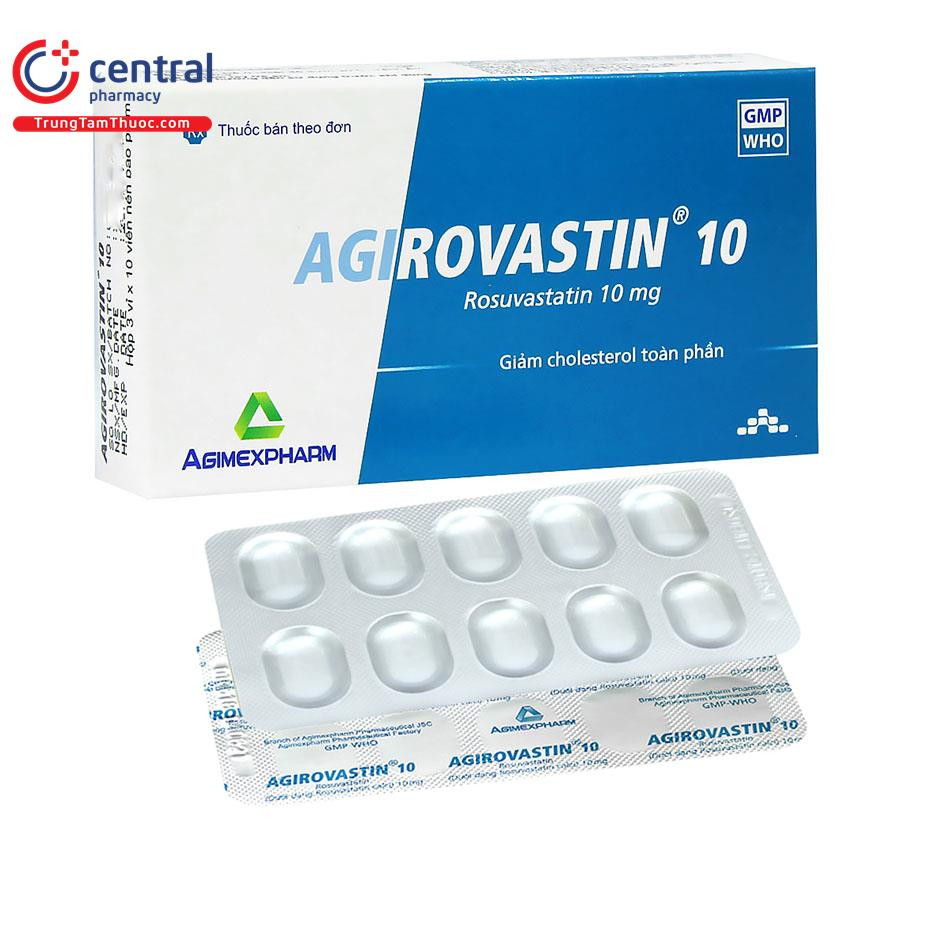 Agirovastin 10 (rosuvastatin 10mg)  (H100viên) agimexpharm
