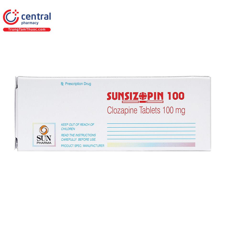 Sunsizopin 100Mg (Clozapin 100Mg) _Ấn
