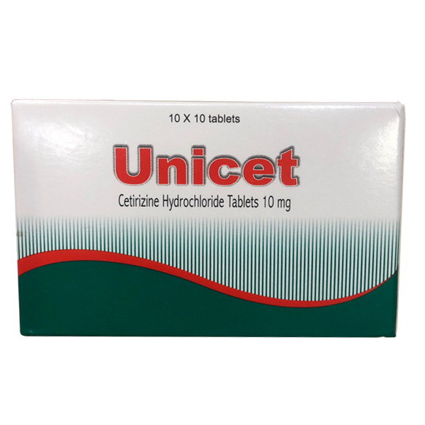Unicet Cetirizine 10Mg Ấn(Hộp100 Viên)