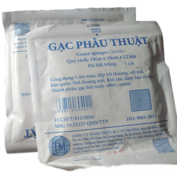 Gạc Phẫu Thuật Trường Mạnh (10Cmx10Cmx12Lớp) (Bịch/10 Gói)