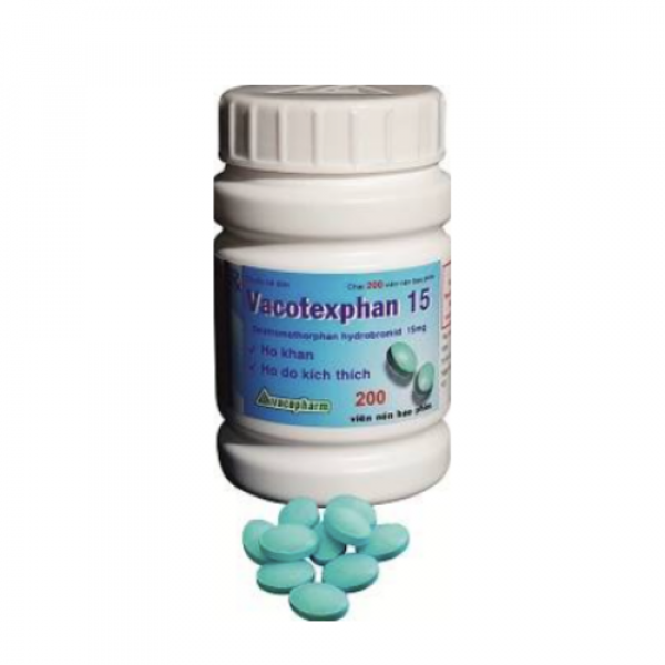 Vacotexphan 15 (Dextromethorphan ) _Vacopharm (Lọ200V) Nén Xanh