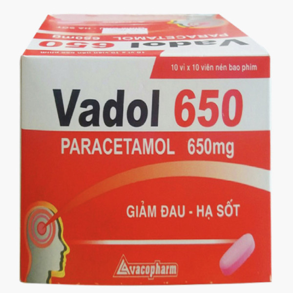 Vadol 650Mg (Paracetamol) Vỉ _Vacopham (H10 Vỉ X 10 Viên)
