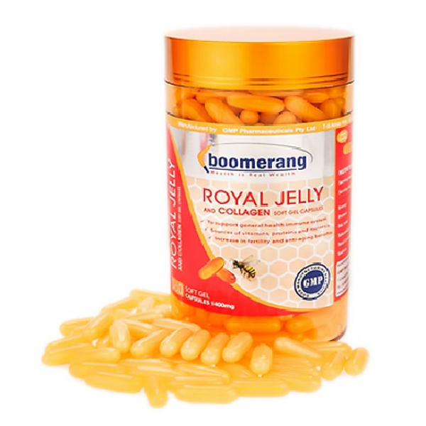 Viên Uống Sữa Ong Chúa Bomerang Royal Jelly&collagen Australia (Chai360V)