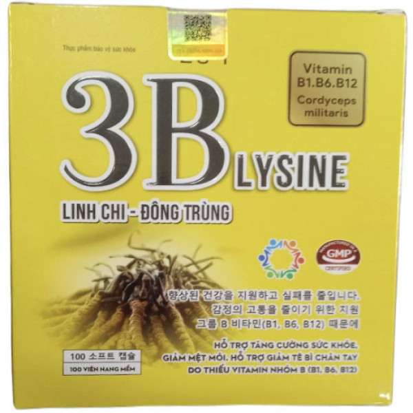 Vitamin 3B Lysine Linh Chi Đông Trùng _Vàng Akopha (H100V) K72H