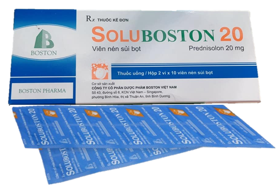 Soluboston 20 (prednisolon 20mg) Boston (H/2vỉ 10v nén sủi bọt)