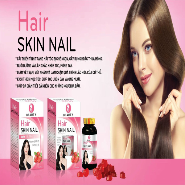 Viên Tóc Hair Skin Nail Kẹo _Hồng (Lọ/30V)