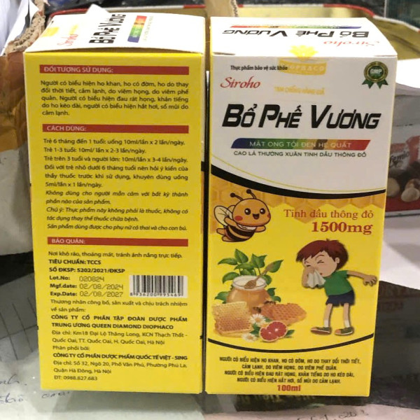 Siro Bổ Phế Vương 1500Mg Vàng _Diamond (Lọ/100Ml) K100