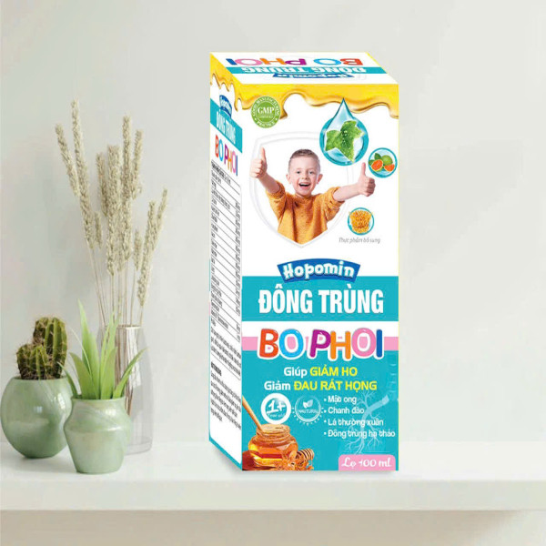 Siro Hopomin Đông Trùng Bổ Phổi _(Bé Xanh Dương), Yn (Lọ/100Ml)