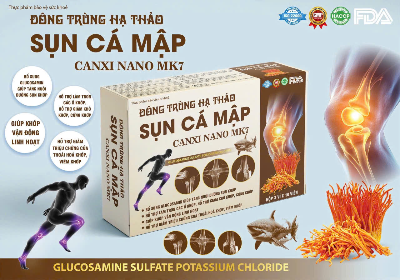 Đông Trùng Hạ Thảo Sụn Cá Mập Canxi nano MK7 (H30v)