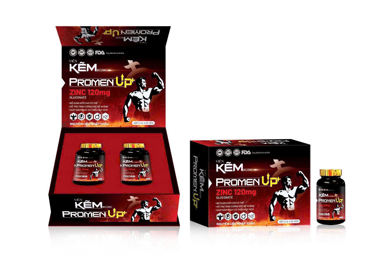 Kẽm Promen Up Zinc 120Mg _Gỗ Đỏ (H/2 Lọ X 30V) K32