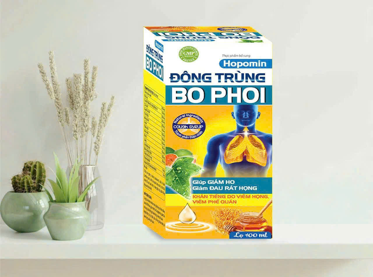 Siro Hopomin Đông Trùng Bổ Phổi _(vàng đậm), Yn (Lọ/100Ml)