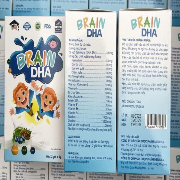 Cốm Bổ Não Brain Dha _2 Bé (H/12 Gói)