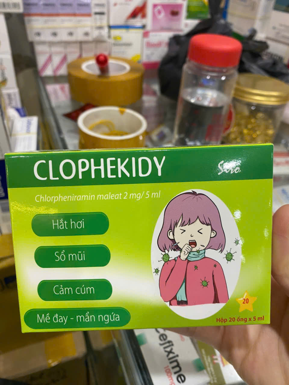 Clophekidy (CLorpheniramin 2mg/5ml) H20 ống 5ml