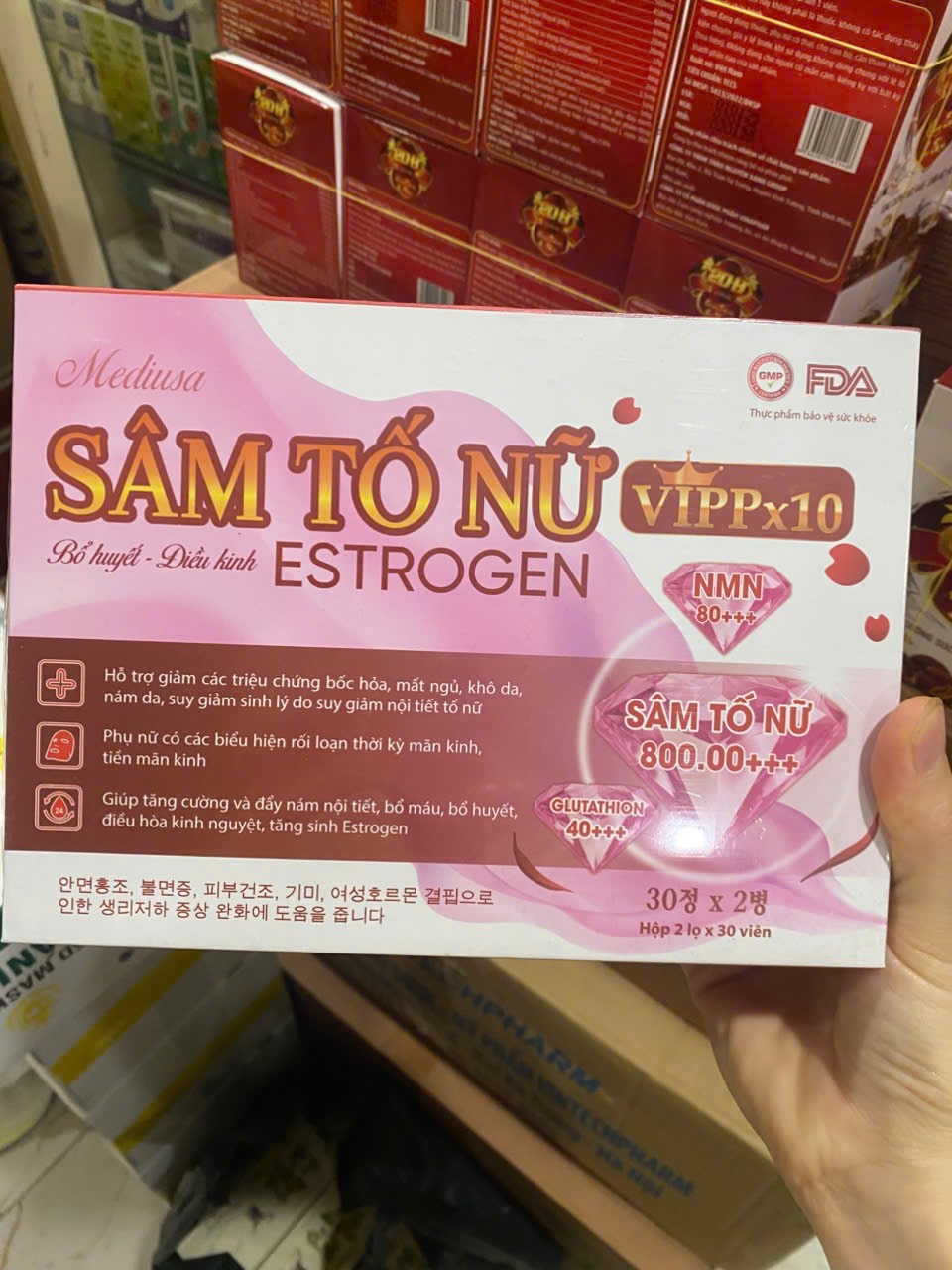Sâm Tố Nữ VippX10 (hộp gỗ 2lọ 30v) hàng điểm