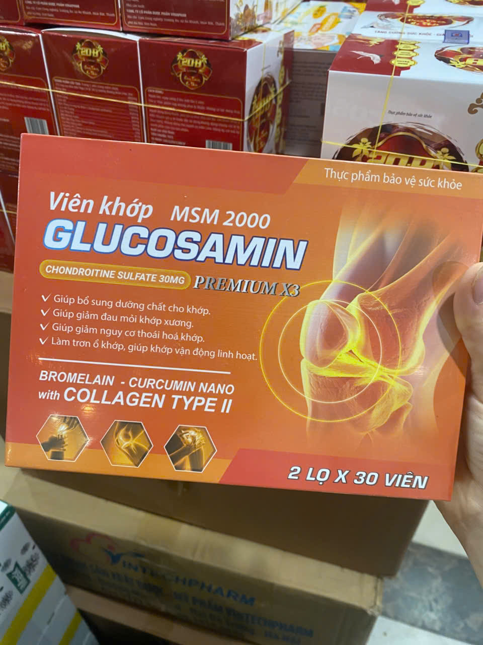 Viên Khớp Glucosamin hộp gỗ 2 lọ 30v, hàng điểm