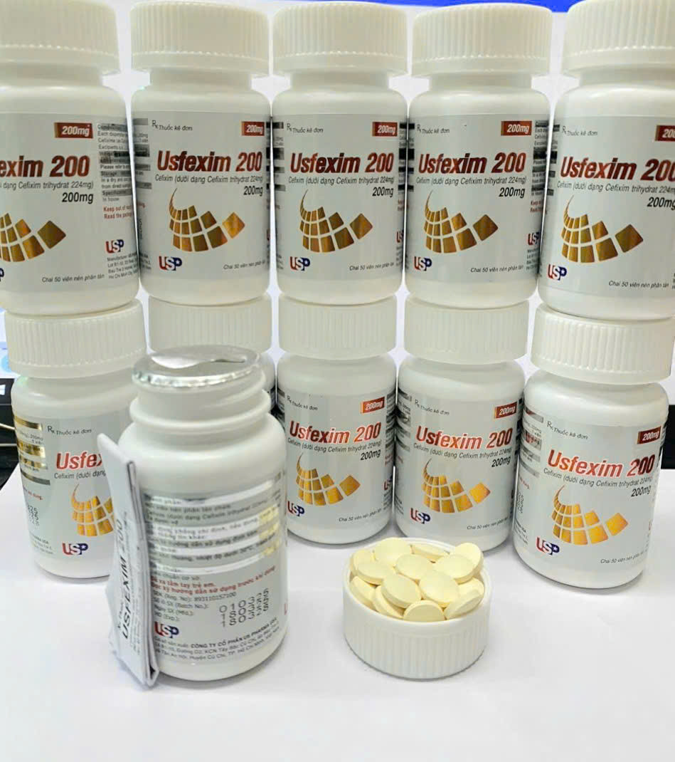Usfexim 200 (cefixim 200mg) viên nén ngọt thơm (L/50v)