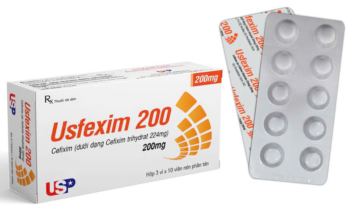Usfexim 200 (cefixim 200mg) viên nén ngọt thơm (H/30viên)