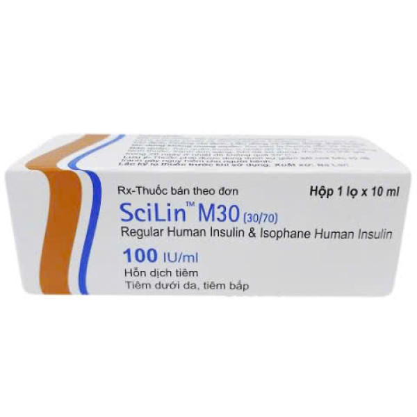 Scilin M30 (30/70) 100Iu/Ml Tiêm Tiểu Đường (H/1 Lọ X 10Ml)