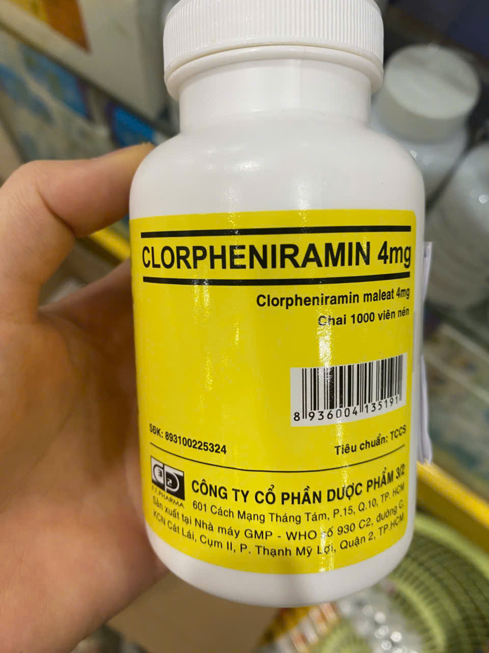 Clorpheniramin Nén đắng _ duợc phẩm 3/2 (L1000V)