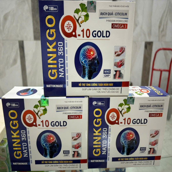 Ginkgo Nato Q10 Gold (Xanh) _Cp, Th Pharma (H/100V) Full Hóa Đơn