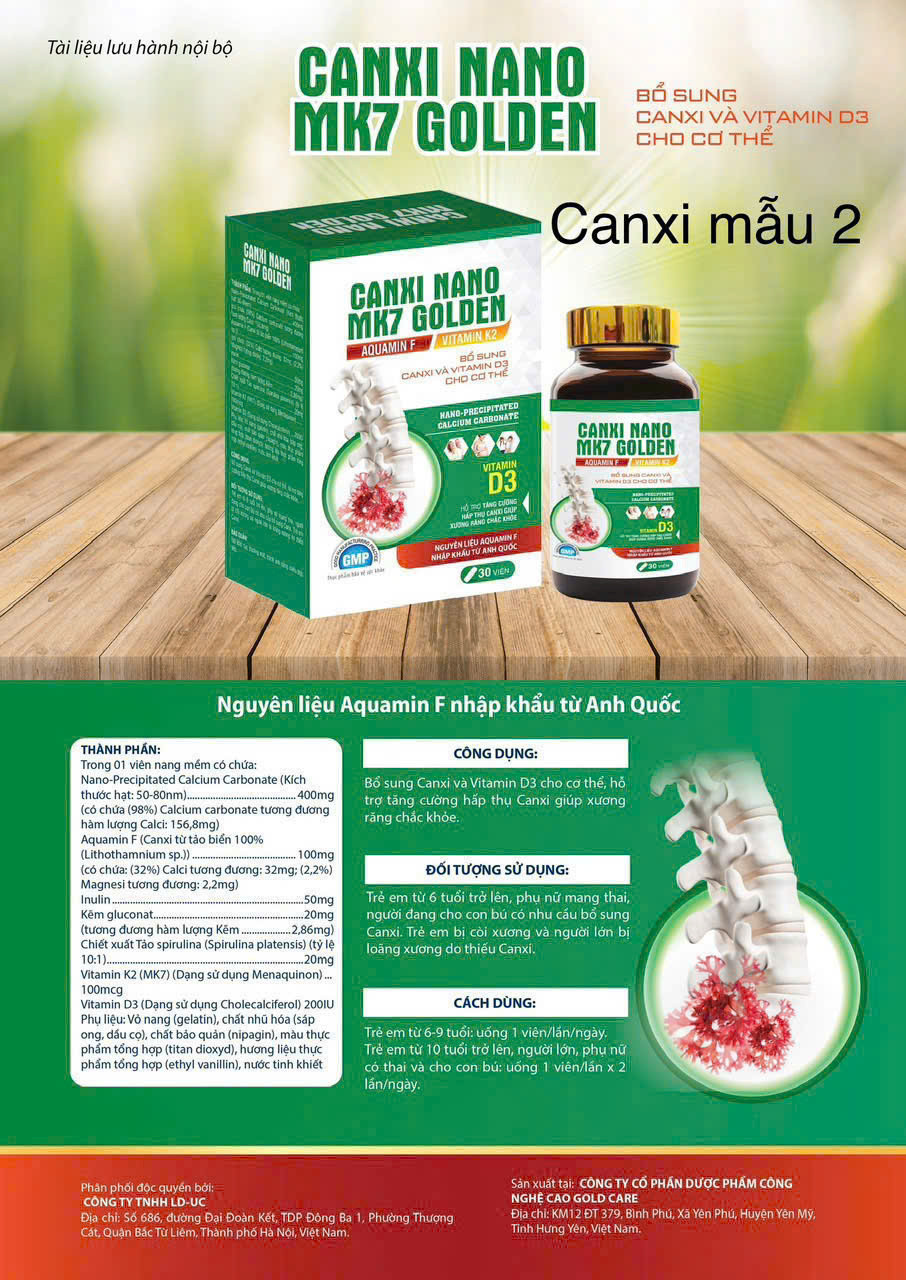 Canxi nano MK7 Golden, hộp giấy (L/30v)