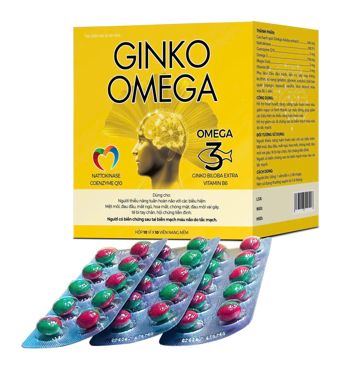 Ginko Omega Vàng Ako Pháp ( 10 Vỉ X 10 Viên)