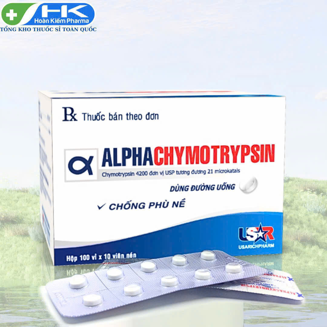 Alphachymotrypsin 4200 (H/100vỉ X 10viên)