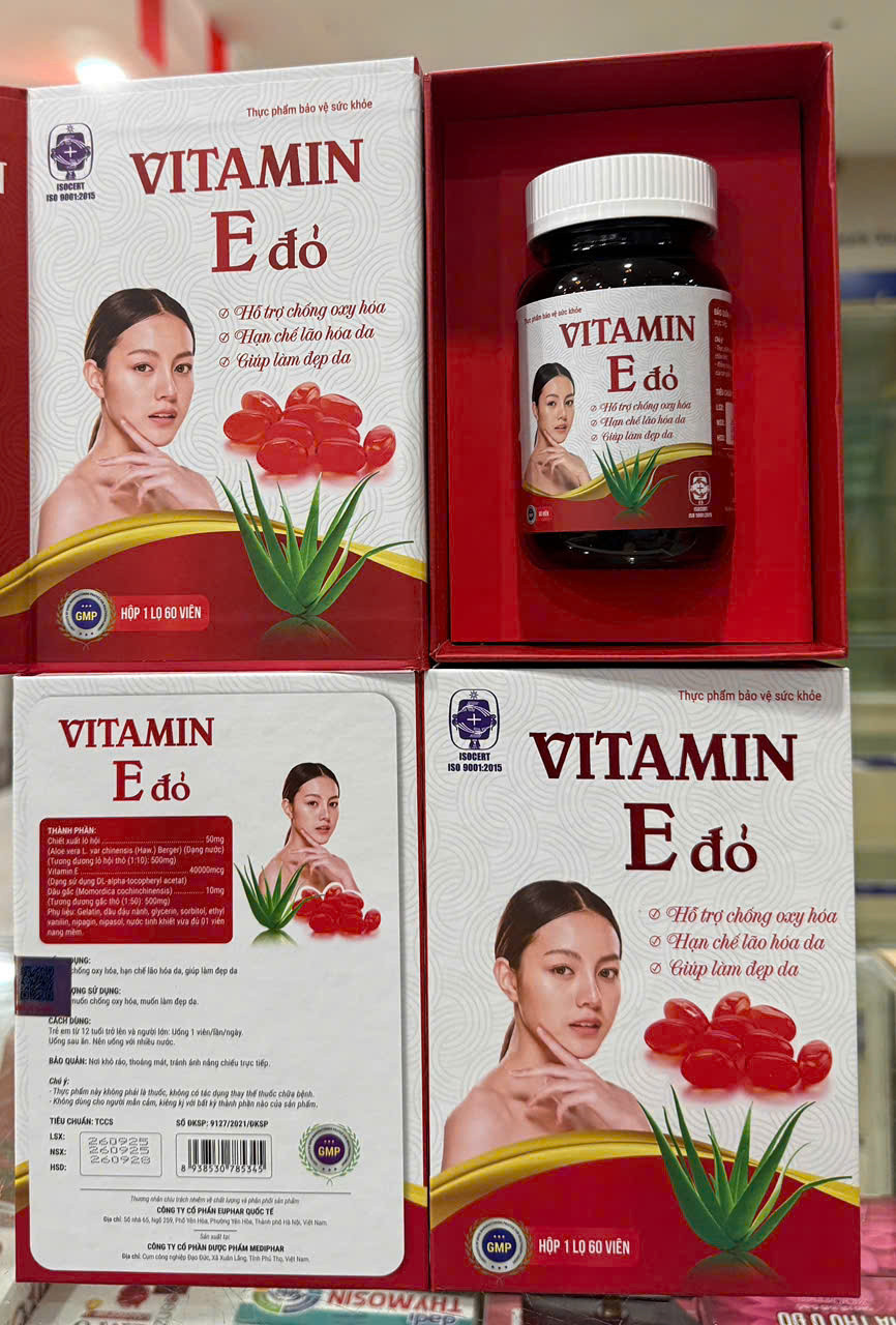 Vitamin E đỏ (L/60viên) hộp gỗ