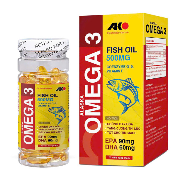 Omega 3 fish oil Đỏ Vàng (Chữ Dọc) _Ako (Lọ/100V) Thường