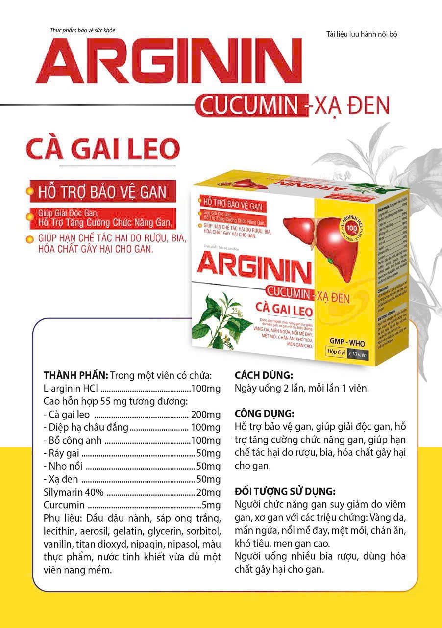 Arginin Cucumin Xạ Đen Cà Gai Leo (Vàng) Thzn (Hộp/60V)