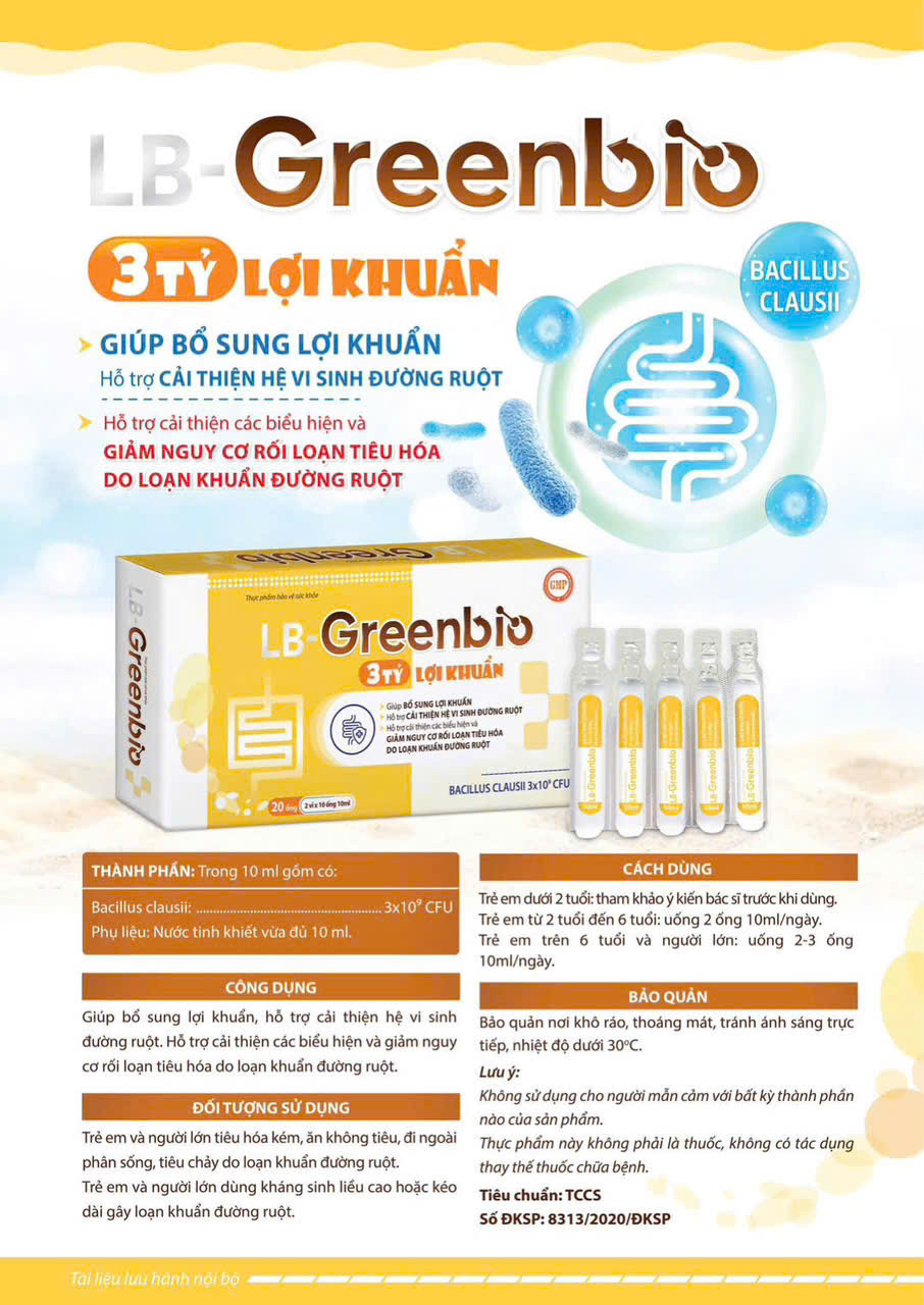 Men Lb Greenbio 3 Tỷ _Vàng (Hộp/20 Ống)