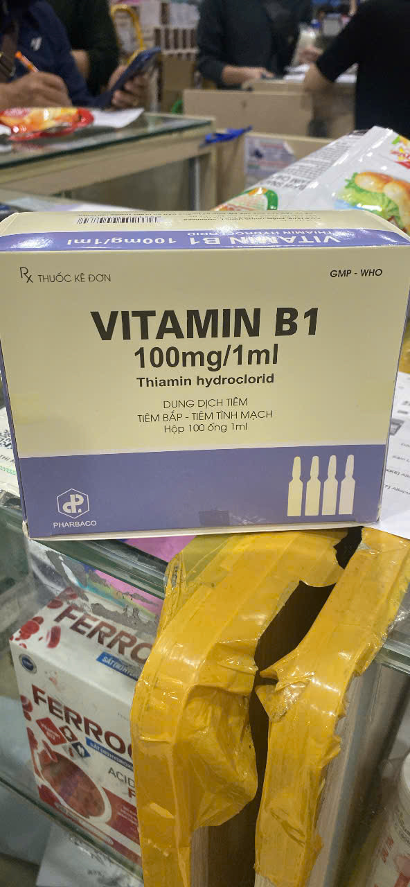 Vitamin B1 Tiêm 100Mg/1Ml _Pharbaco (Hộp/100 Ống X 1Ml)
