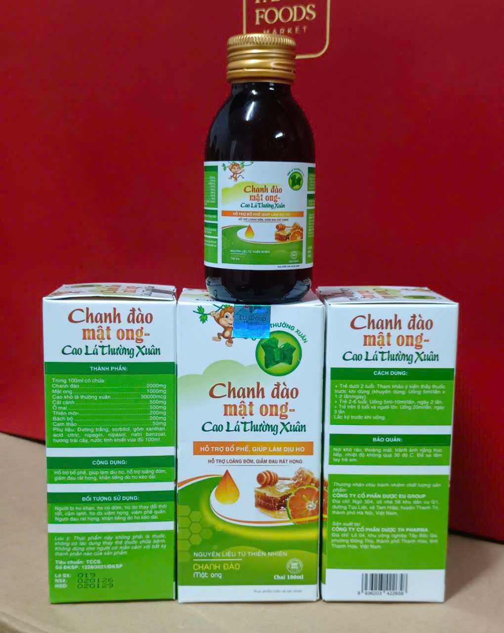 Siro Chanh Đào Mật Ong Cao Lá Thường Xuân  ̣Lọ 100 ml