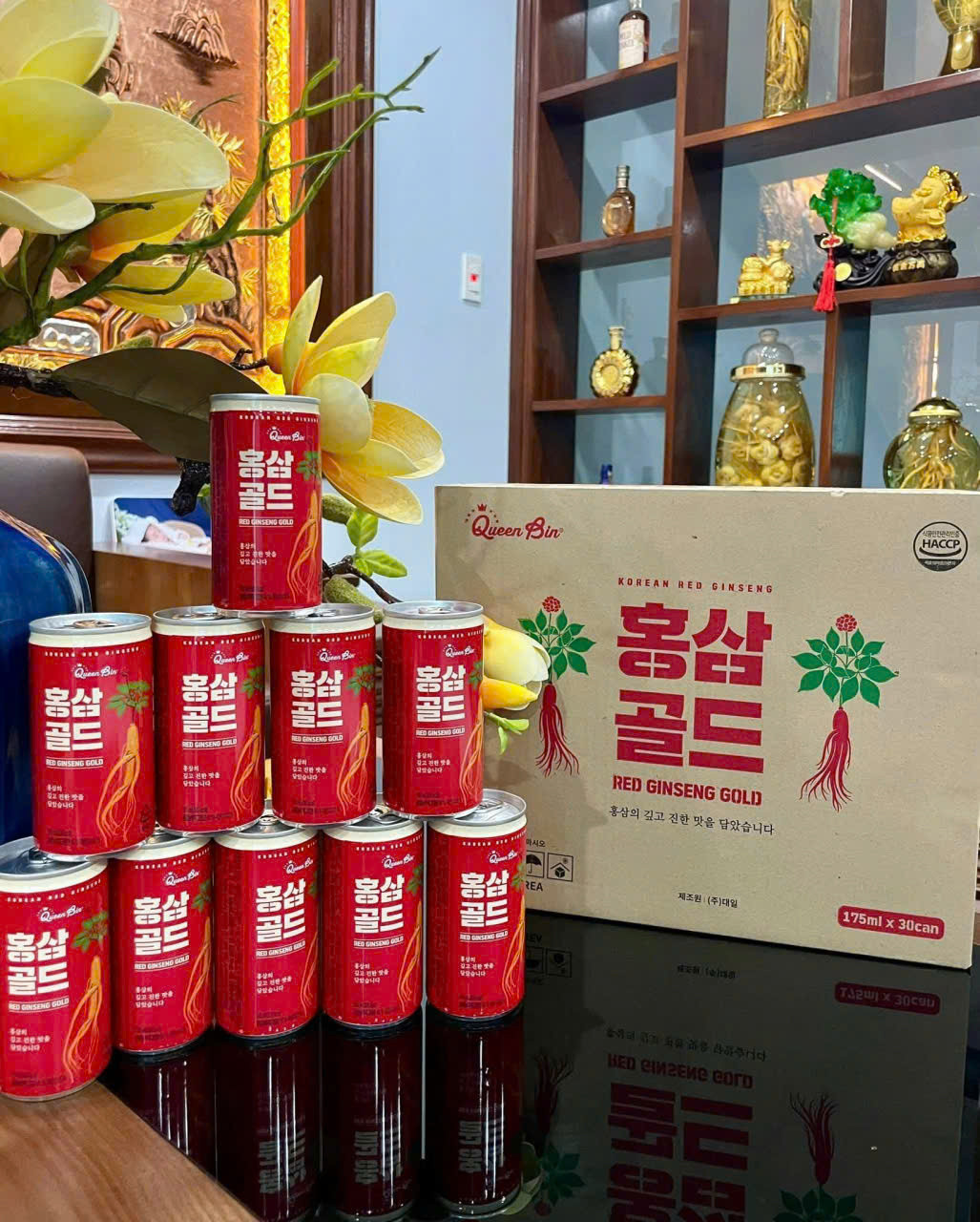 Sâm Lon Hồng Sâm Đông Trùng Nước đỏ _Hàn Quốc (Thùng/30 Lon)