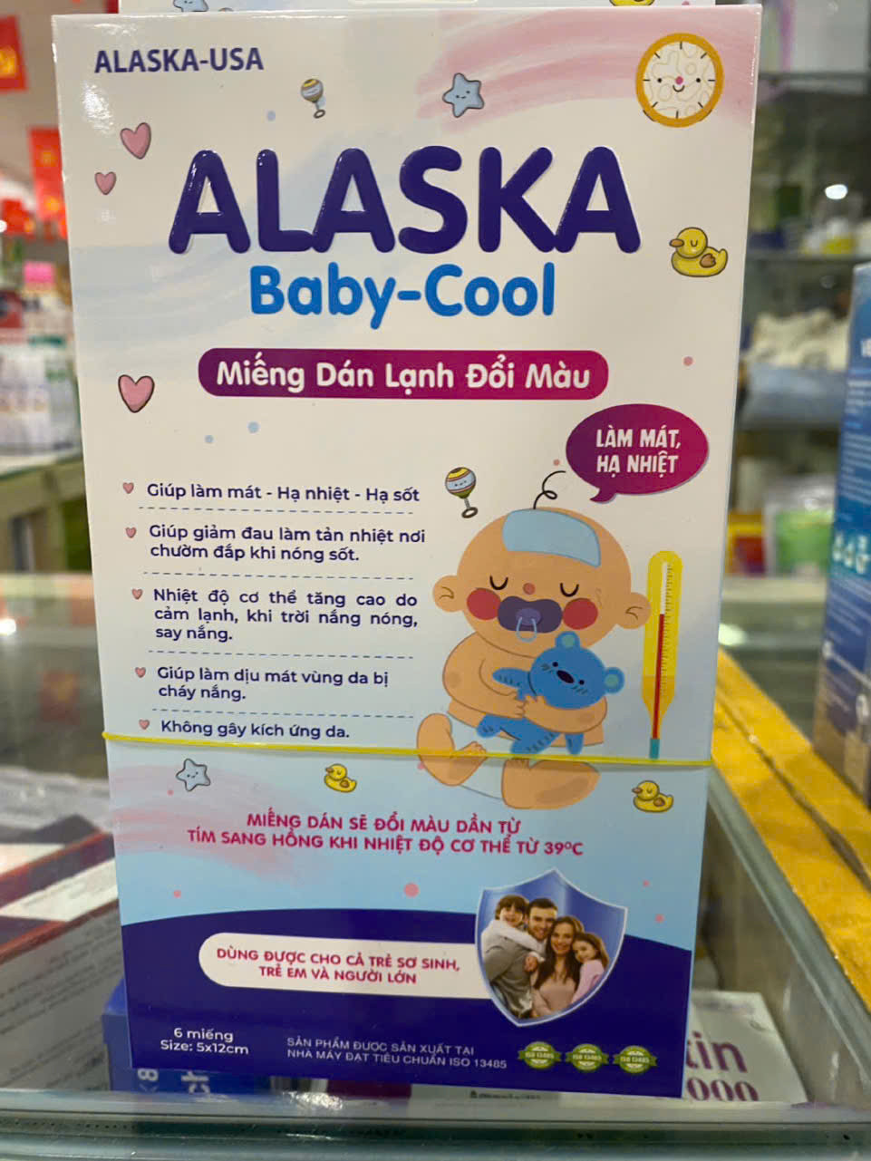 Miếng dán hạ sốt đổi màu  Alaska Baby-cool (H/6miếng)