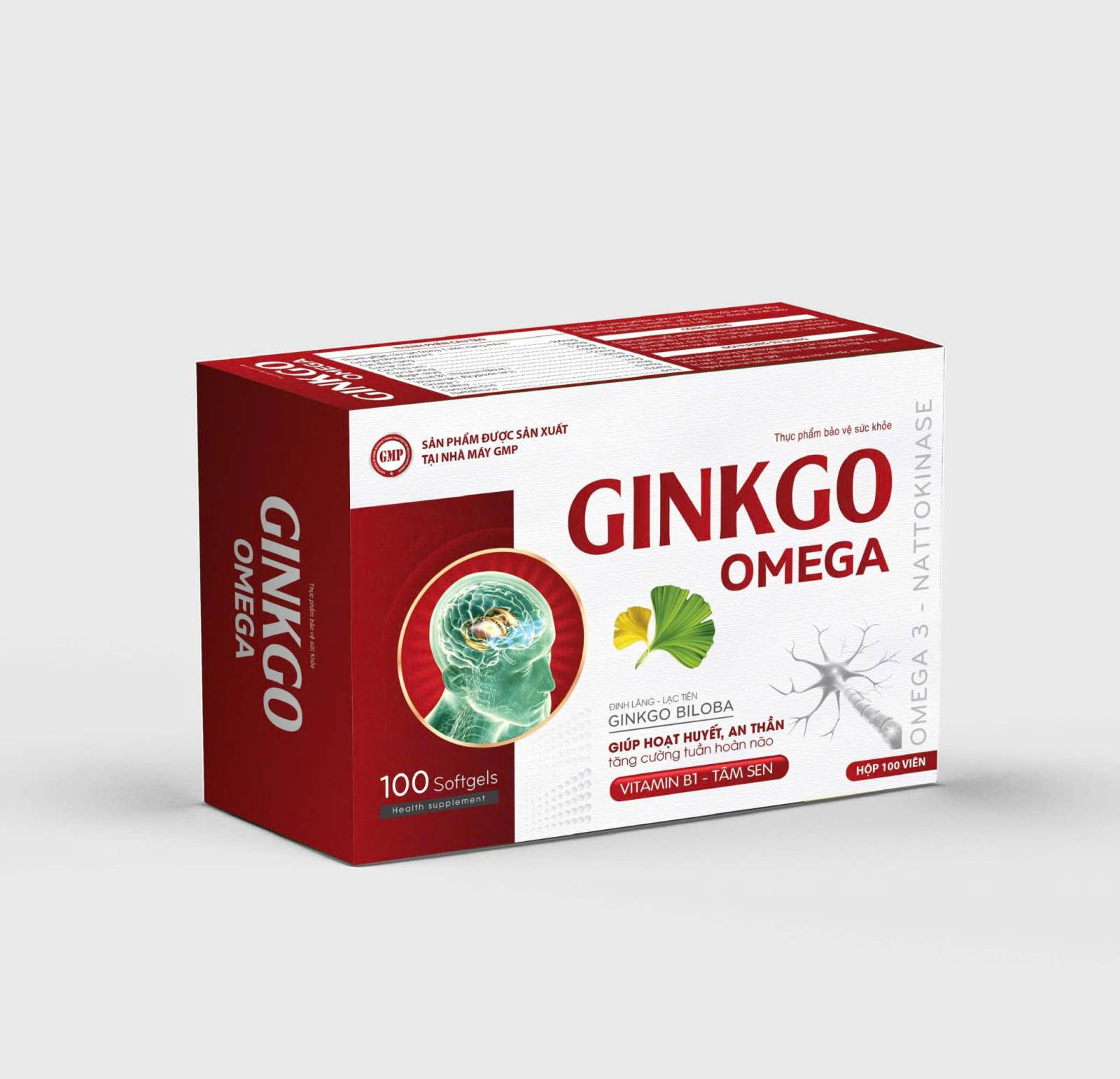 Ginkgo Omega (H/100v) đỏ, viên 2 màu
