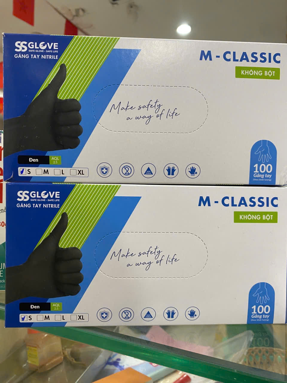 Găng Tay SS Glove Size M (H/100C) không bột màu đen