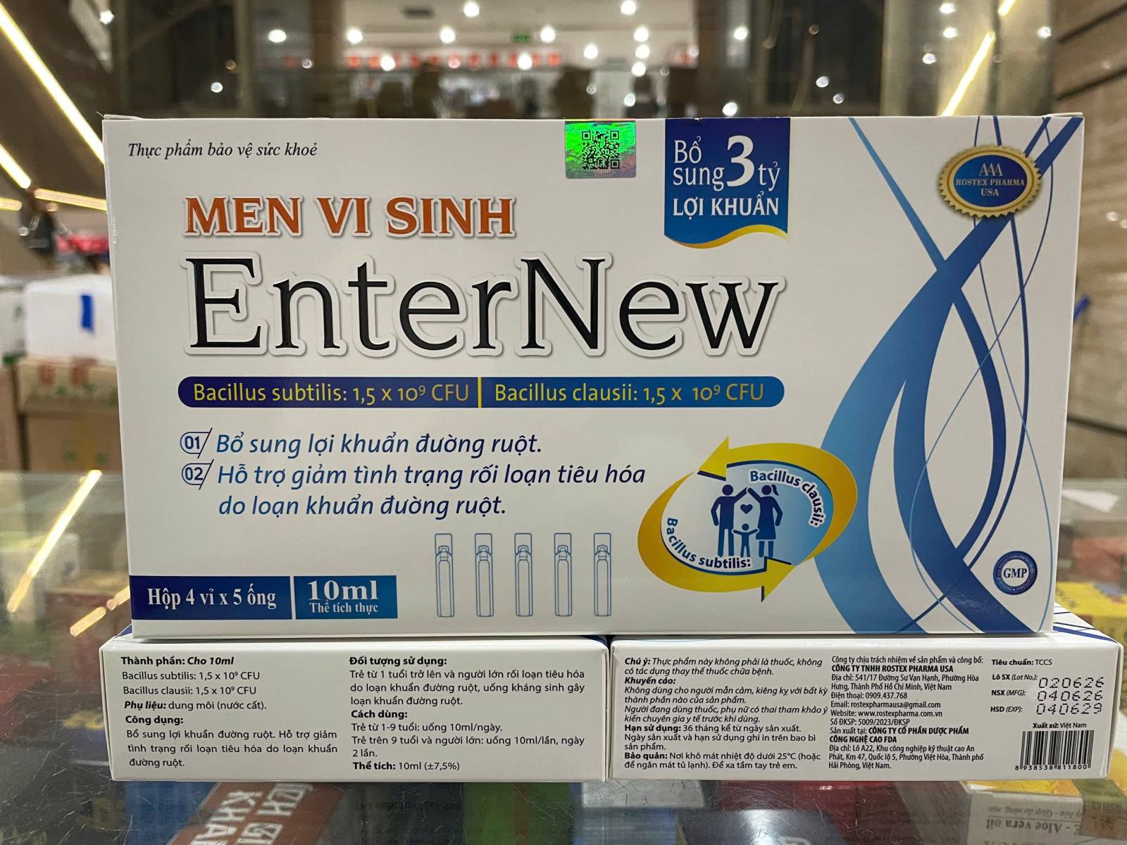 Men Ống Enter New 3 tỷ lợi khuẩn ( 20 Ống X 10Ml)